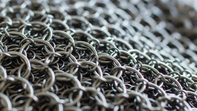 Close up video showing intricate detailed interlocking metallic rings in various angles and lighting