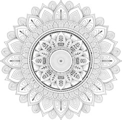 Rounded Mandala Coloring Page - Vector Illustration for Relaxation