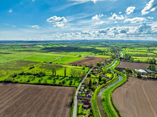 Burrow Mump from a drone, Southlake Moor, Burrowbridge, Taunton, Somerset, England