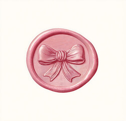 Circular Vintage Wax Seal: Elegant and Ornate Craftsmanship in Pink for Romantic Stationery and Gift Wrapping