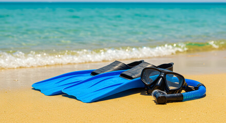 Snorkeling Gear on Tropical Beach