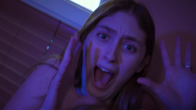 Woman screams in terror (POV of attacker)