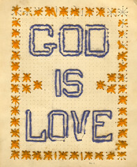 Vintage aged children's sewing card background