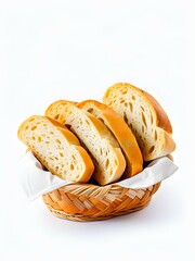 Sliced white bread in the busket on white backgrond