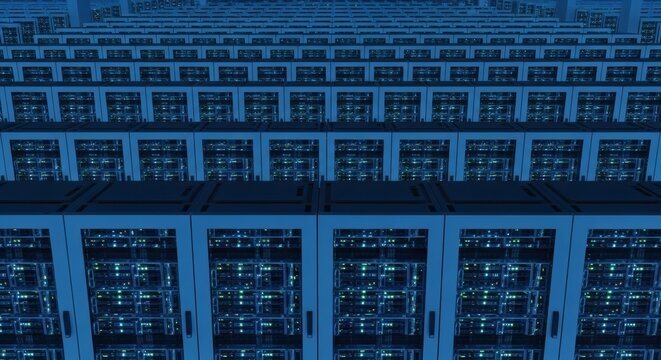 Advanced Data Center Technology  Rows of Servers in a Modern Data Facility