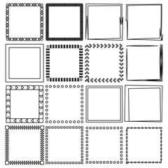 Geometric frames collection. Square border shapes. Line art Vector. Decorative element set.