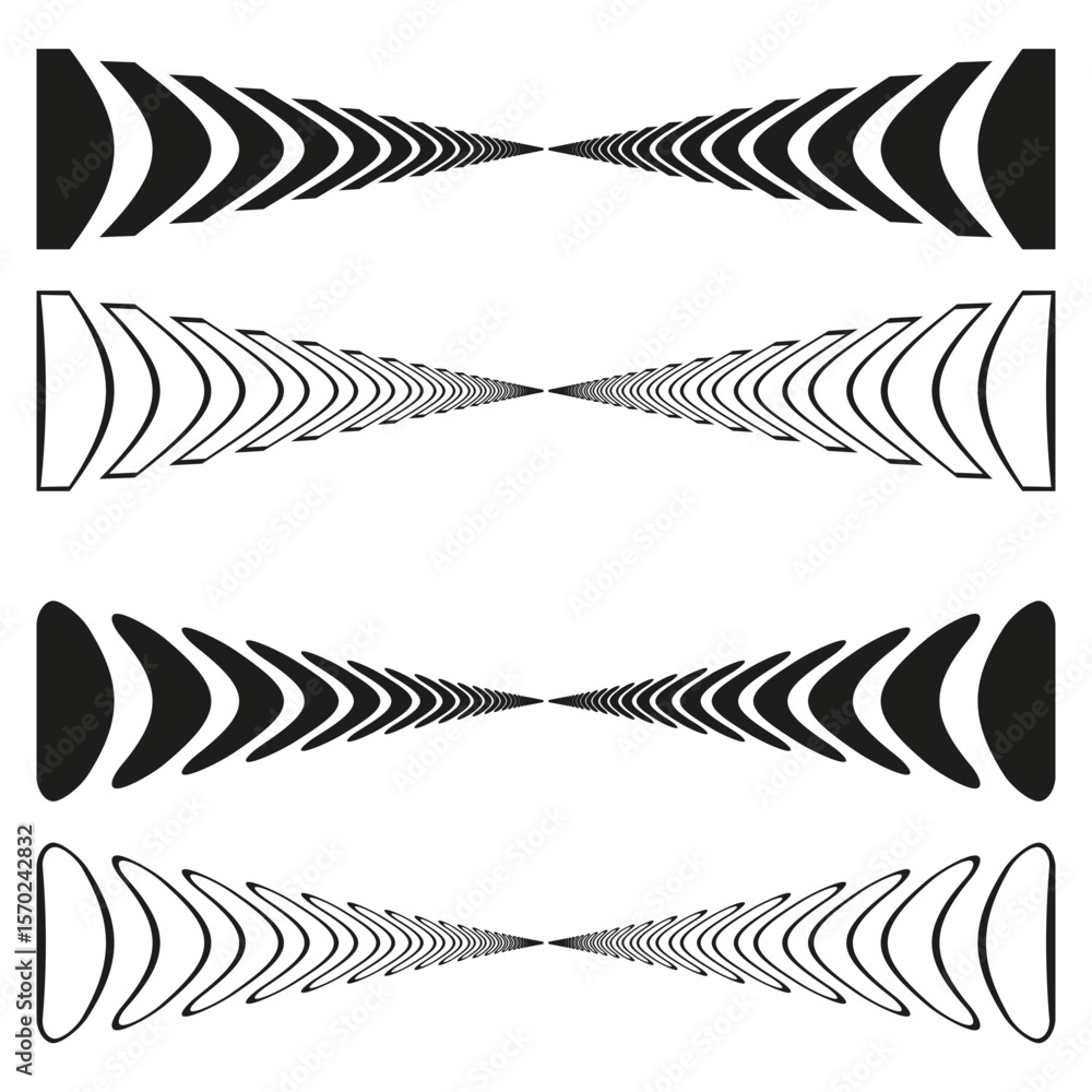 Poster geometric stripes pattern. abstract line shapes. black white forms. vector optical element.