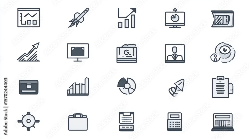 Poster a collection of digital business analytics financial planning and marketing optimization tools for d