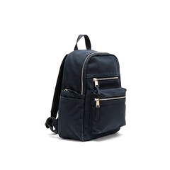 Fototapeta premium left angled shot of structured japanese mini backpack, isolated on white background