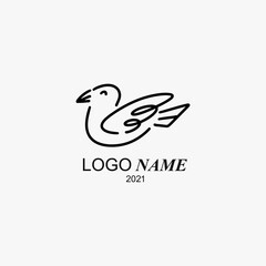 Cute bird flying. Animal icon. House Logo and Brand Design