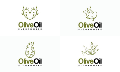 Set of Love Olive Oil Logo designs concept vector