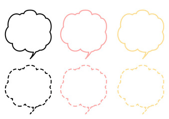 カラフルな雲型の吹き出しセット