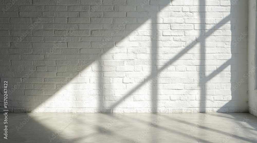 Aufkleber light and shadow form abstract patterns on a white brick wall