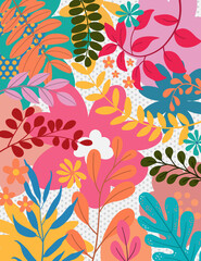 Design banner frame background with beautiful. Background for design. Colorful background with tropical plants.