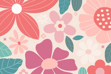 Flower background for design. Colorful background with tropical plants.