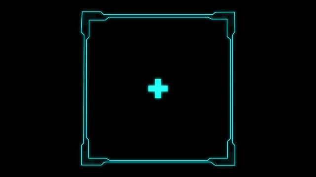 Futuristic digital HUD cyber frame technology for video overlay templates. Rectangle type Futuristic HUD Head up display interface template with basic geometry line.Technology HUD Loop Animation.4k