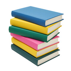 Stacked Collection of Colored Study Books – Education and Learning Materials, Isolated on White or Transparent Background