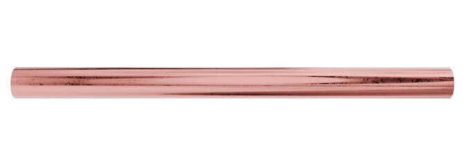 A pristine 3D render of a polished copper tube, showcasing its distinctive rose gold hue and smooth, reflective surface. Ideal for industrial, plumbing, or architectural projects