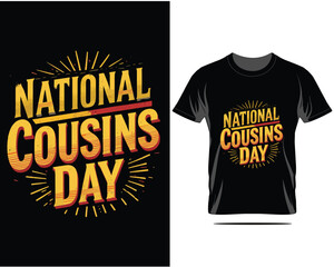 National Cousins Day T Shirt Design with Retro Text and Sunburst Effect