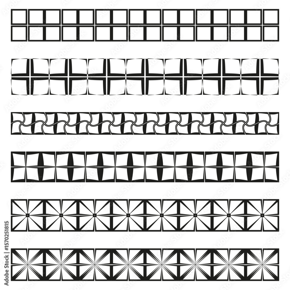 Aufkleber intricate border elements. decorative trim patterns. geometric frame details. vector ornamental set.