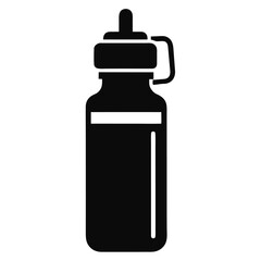 Simple black and white graphic of a gym water bottle for fitness and health