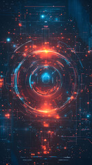 Obraz premium A digital abstract fractal realm with radiating light elements, showcasing the interplay of technology, math, and design in a dynamic, symmetrical pattern