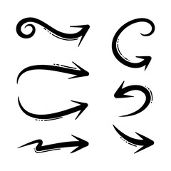 A simple collection of arrow doodle illustrations on a white background.