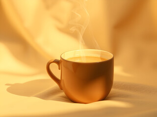 Ceramic Tea Mug on Wooden Surface with Steam By Visnora, No 021 - AI Generated