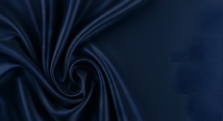 Obraz premium Elegant Navy Blue Silk Fabric Swirl - Luxurious Texture and Smooth Draping Background