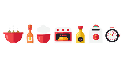 Fototapeta premium Cooking illustration food preparation kitchen utensils and appliances for recipe blog and culinary arts 100