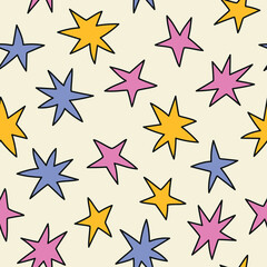 Colorful Stars Pattern Retro Stars Background