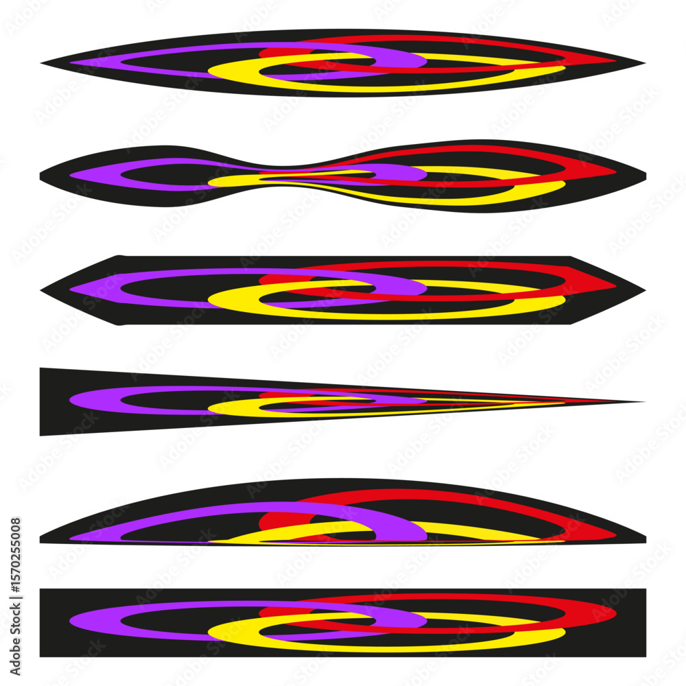 Aufkleber colorful abstract lines. dynamic wavy shapes. horizontal movement vector. vibrant spectrum graphic.