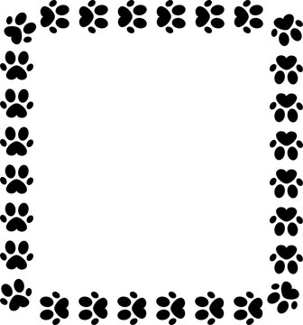 Cat or dog paw icon. Paw icon. Zoo, veterinar logo element. Paw print vector illustration. Cute cat paw print frame with copy space. Animal paw prints border template set. 