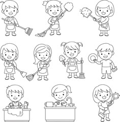  Happy Children Helping with Various Household Chores
