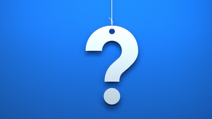 hanging question marks on blue background abstract inquiry concept illustration