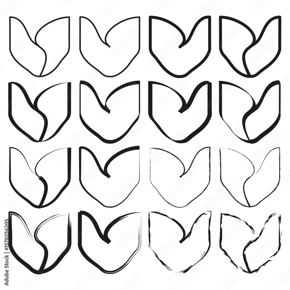 Poster iconographic tulip contours. expressive brushwork strokes. dynamic brushstroke vector. calligraphic 