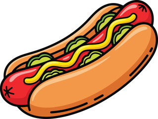 : Classic Hot Dog with Mustard Relish Fast Food.