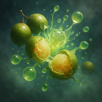Spanish Lime Fruit Splash with Cinematic Cosmic Glow