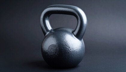 Fototapeta premium Gray Kettlebell On Dark Background