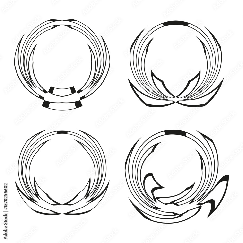 Aufkleber abstract decorative ovals. ornate border elements. stylized frame patterns. vector artistic collecti