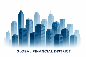 Naklejka premium Modern blue skyscrapers cityscape urban architecture image