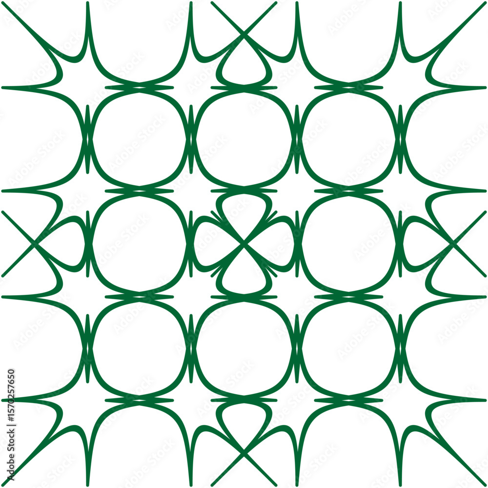Poster green circle lattice. interlocking ring pattern. geometric vector grid. clean white backdrop.