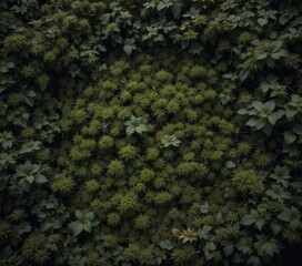 Text Overlay Area Overgrown Dark Green Mossy Grass Texture Background and Text Overlay