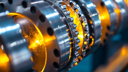 Fototapeta premium A series of gears are shown in a close up