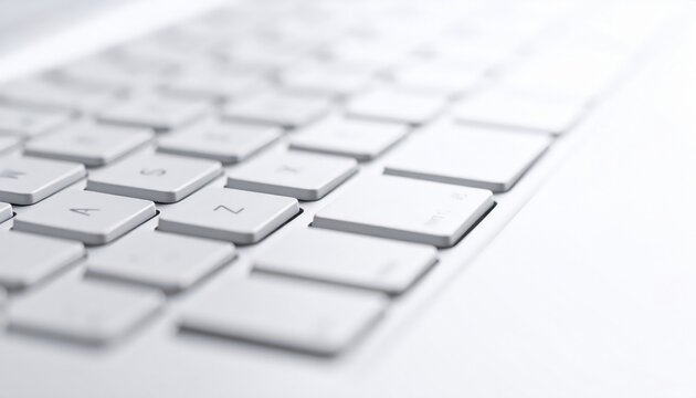Macro detail of white laptop keyboard - Powered by Adobe