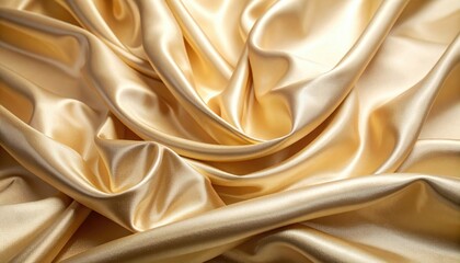 Luxurious Light Gold Silk Fabric with Elegant Texture and Metallic Sheen