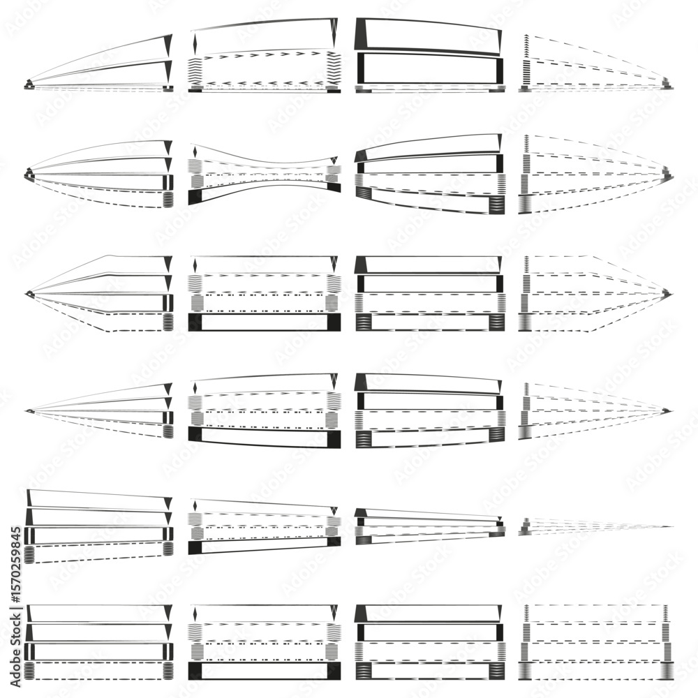 Aufkleber abstract line art. perspective grid lines. geometric vanishing point. vector infographic element.