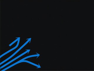Blue arrows diverging on a black background.