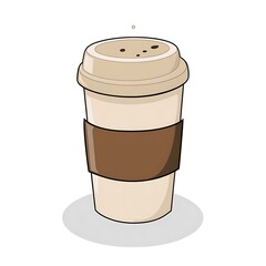 Cartoon illustration of a disposable coffee cup.