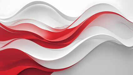 Obraz premium Abstract composition featuring flowing, layered waves in shades of red and white.